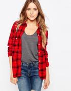 Sundry Plaid Checked Shirt - Fire Red