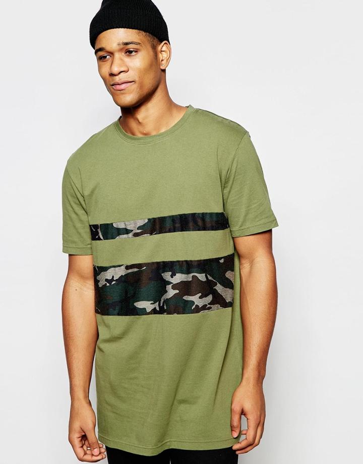 Kubban Block Longline Camo Calibri T-shirt - Green
