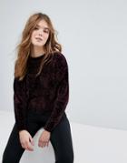 New Look Velour Chenille Crop Sweater - Red