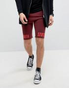Asos Super Skinny Jersey Shorts With Print - Red