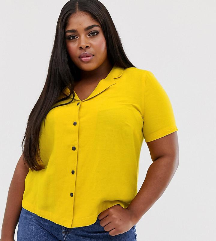 Junarose Linen Boxy Shirt-yellow