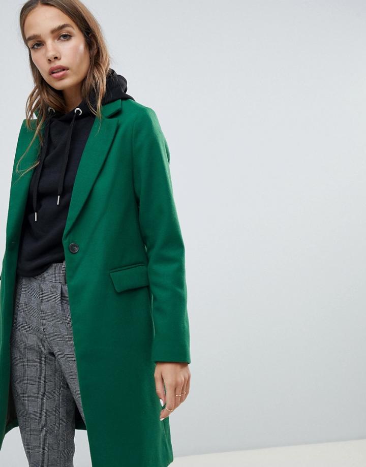 New Look Tailored Coat In Green - Green