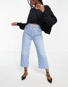Topshop Cropped Jeans In Bleach-blues