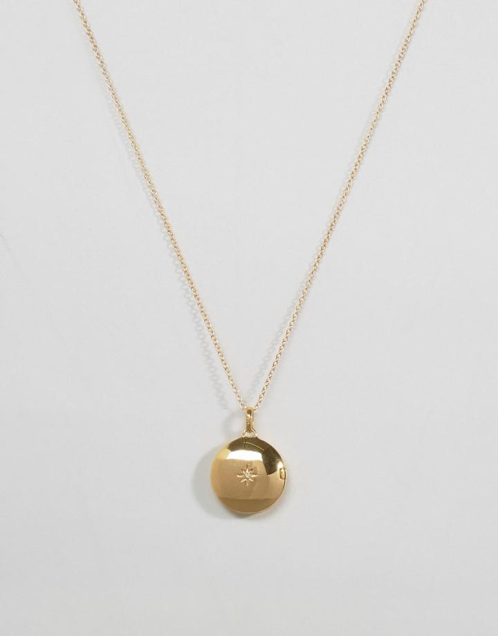 Carrie Elizabeth 14k Gold Vermeil Engraved C Initial Locket With Diamond Detail Locket - Gold