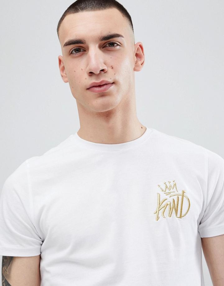 Kings Will Dream Muscle Fit Travis T-shirt In White With Gold Logo - White