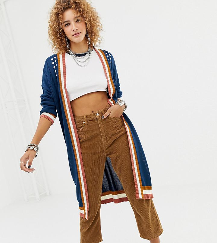 Sacred Hawk Longline Knitted Cardigan - Navy
