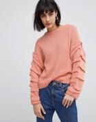 Selected Femme Knitted Sweater With Sleeve Detail-pink