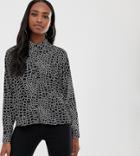 Asos Design Tall Cropped Long Sleeve Shirt In Crocodile Animal Print - Multi