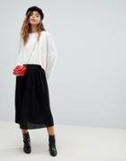 Asos Design Pleated Midi Skirt In Jersey - Black