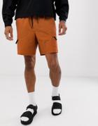 Asos Design Cargo Shorts With Utility Pockets In Orange