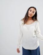 H.one Wool Mix Relaxed Scoop Knit Sweater - White