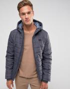 Blend Hooded Quilted Jacket - Gray