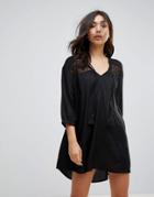 Vero Moda Embroidered Tunic Dress - Black