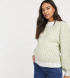 Asos Design Maternity Grid Stich Pattern Sweater In Recycled Blend-green