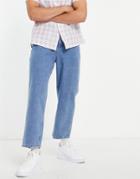 Asos Design Barrel Jeans In Mid Blue