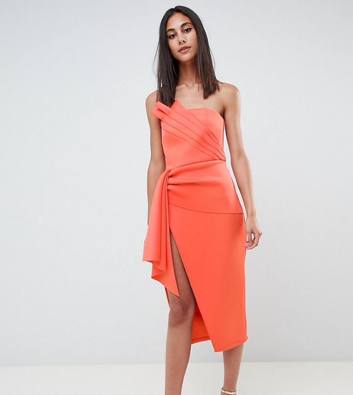 Asos Design Tall Scuba Foam Origami Front Bodycon Dress - Pink