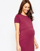 Asos Maternity Bodycon Dress With Double Layer - Red