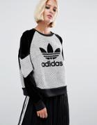 Adidas Originals Wool Contrast Panel Sweatshirt With Trefoil Logo - Cr