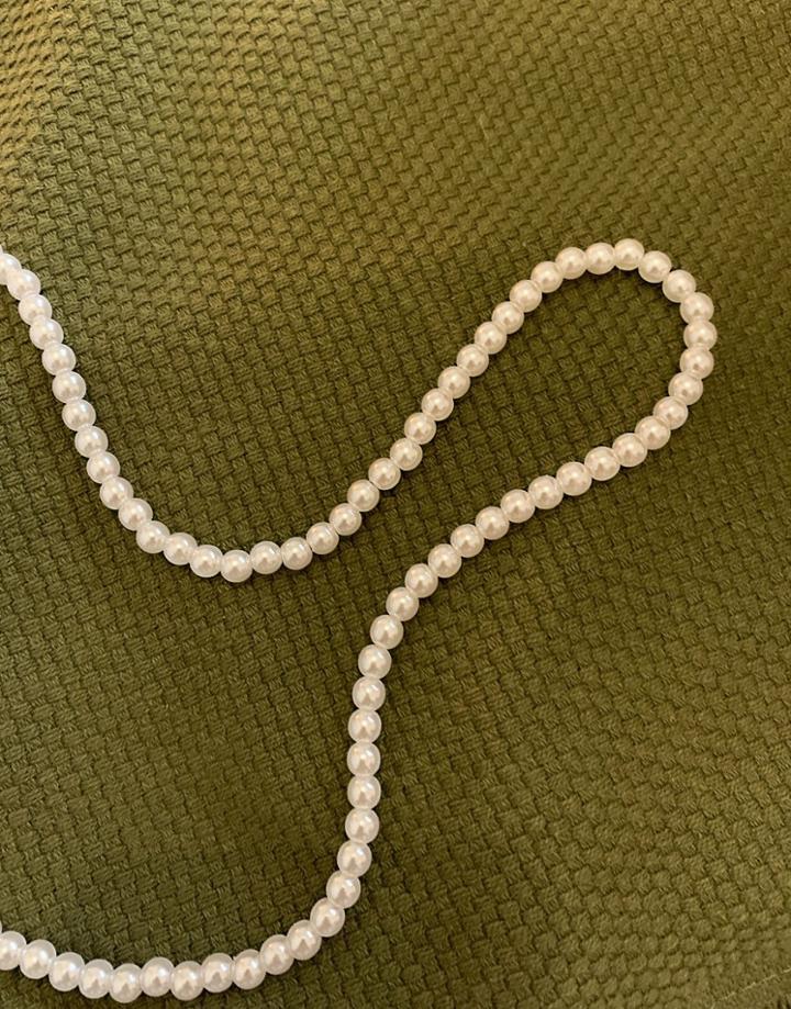 Asos Design Short 6mm Faux Pearl Neckchain In White