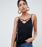 Asos Design Tall Cami With Caging Detail In Black - Black