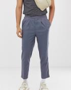 Asos Design Tapered Smart Pants In Slate Gray Linen - Gray