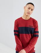 Abercrombie & Fitch Varsity Chest Stripe Lightweight Sweatshirt In Red - Red
