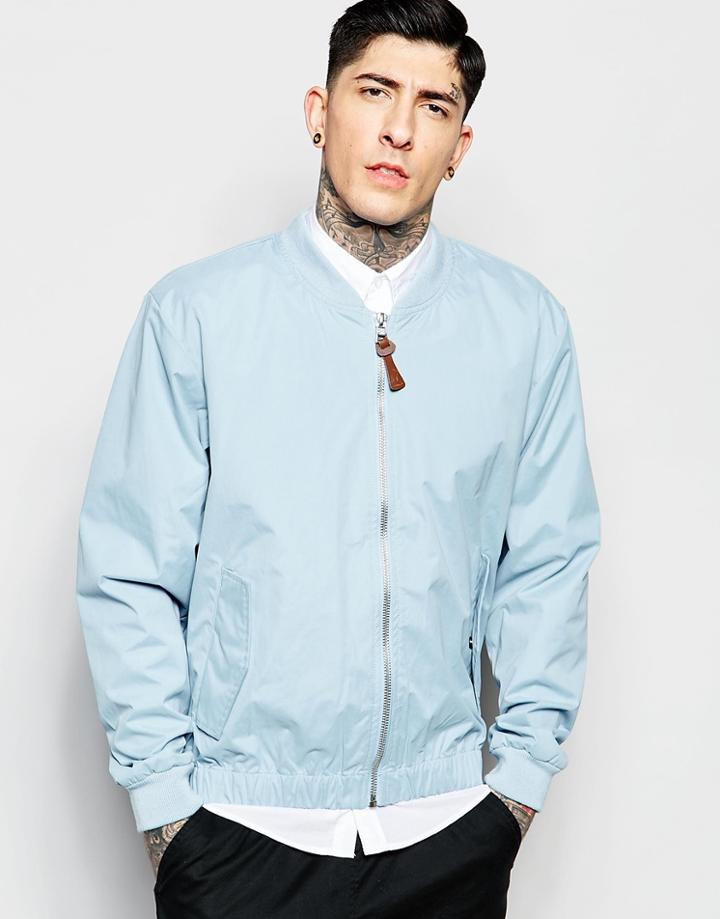 Fat Moose Bomber Jacket In Blue - Baby Blue