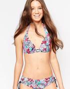 Marie Meili Wendy Floral Bikini Top - Bright Coral Hawaii