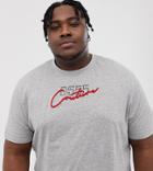 Duke King Size Curved Hem T-shirt And D55 Print In Gray - Gray