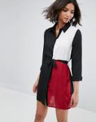 Influence Color Block Shirt Dress - Multi