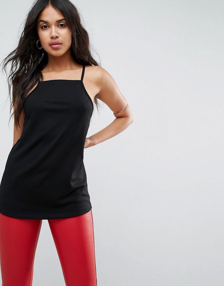 Asos Square Neck Cami In Ponte - Black