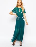 Sister Jane Misty Morning Maxi Dress With Embroidery - Teal
