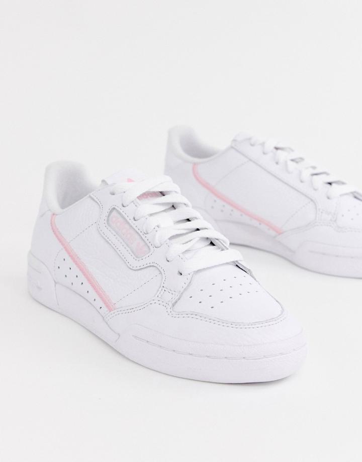 Adidas Originals White And Pink Continental 80 Sneakers