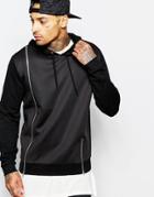 Asos Overhead Hoodie With Scuba Front And Zips - Black