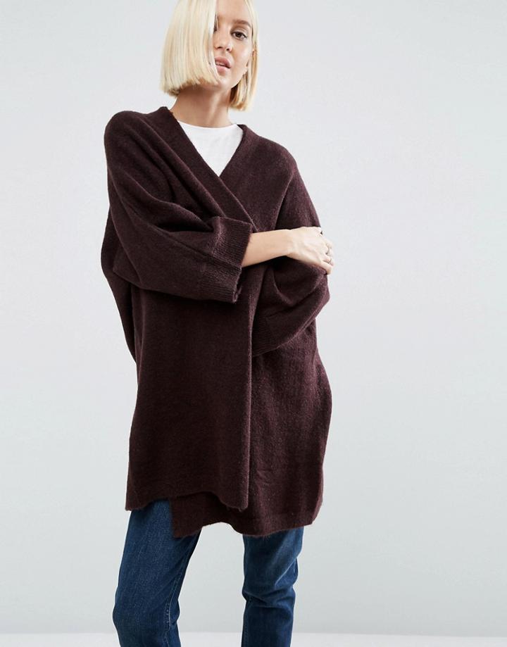 Asos Cardigan In Oversized Shape - Brown