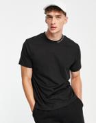 Calvin Klein Jeans Institutional Embroidered Neck T-shirt In Black