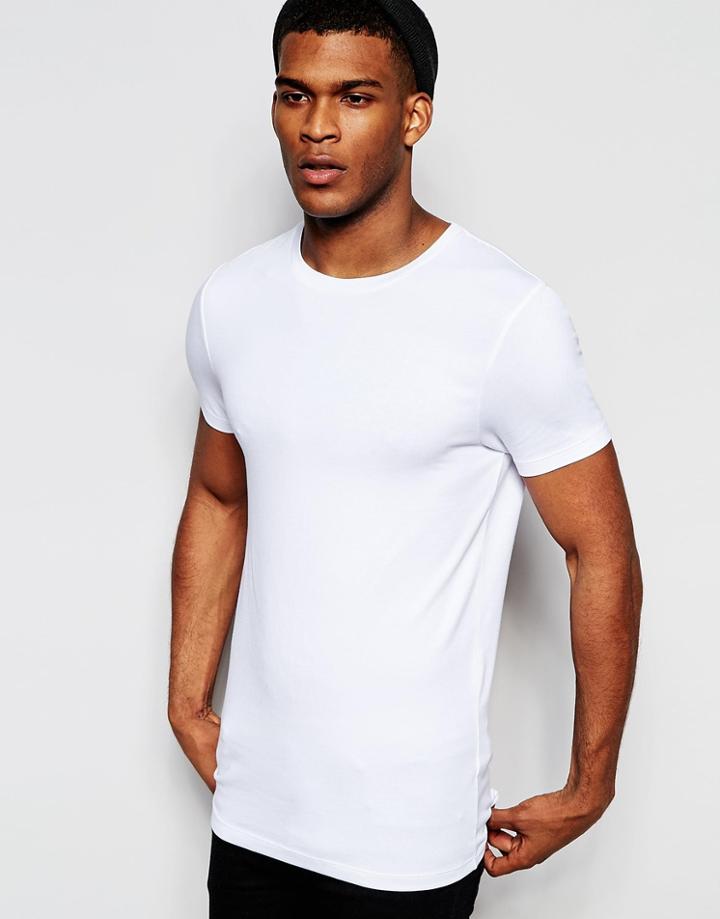 Asos Longline Muscle T-shirt In White - White