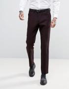 Asos Slim Suit Pants In Harris Tweed Herringbone 100% Wool - Red