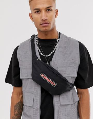 Asos Design Cross Body Fanny Pack With Rubberised Print-black