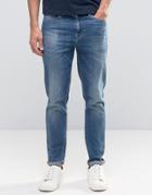 Asos Skinny High Rise Jeans In Mid Wash - Mid Blue