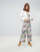 Mango All Over Floral Strappy Jumpsuit In Multi - Multi