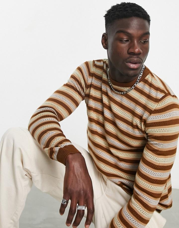 Bolongaro Trevor Knitted Stripe Sweater In Brown