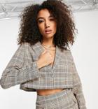 Reclaimed Vintage Inspired Crop Blazer In Plaid-multi
