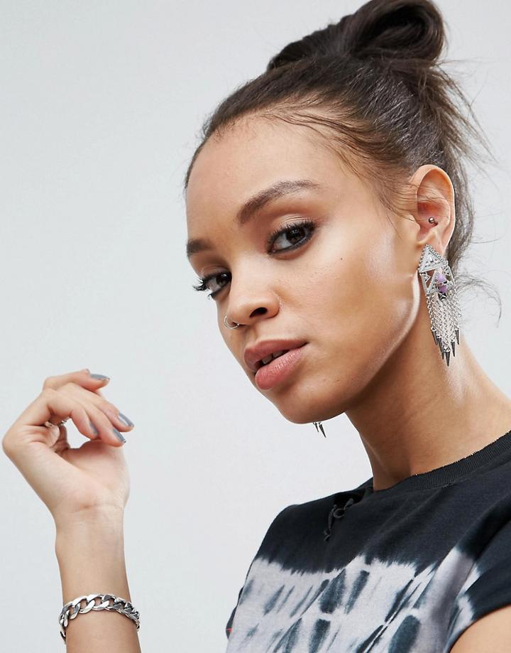 Asos Triangle Chain Drop Earrings - Gold
