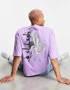 Asos Design Oversized T-shirt In Purple With Souvenir Back Print