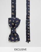 Reclaimed Vintage Paisley Bow Tie In Navy - Navy