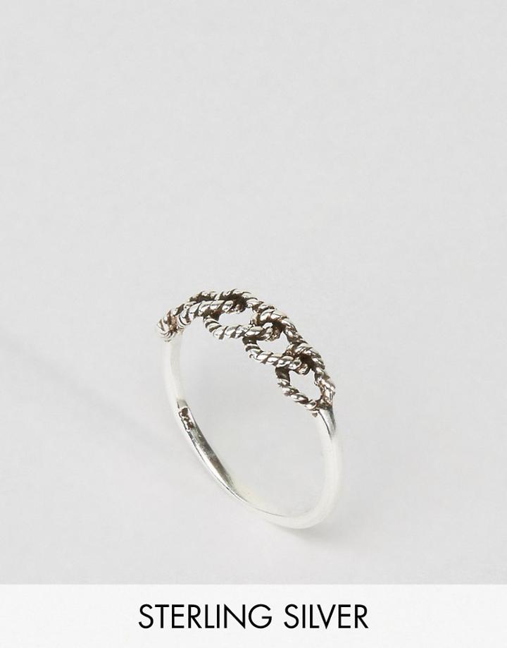 Asos Sterling Silver Heart Link Ring - Silver