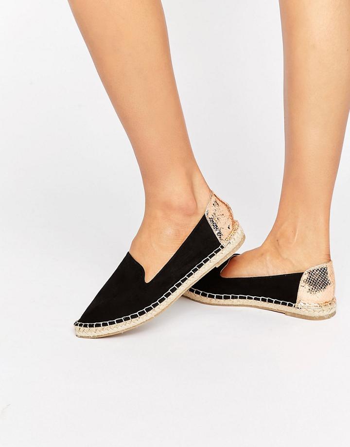 Asos Jewels Pointed Espadrilles - Black