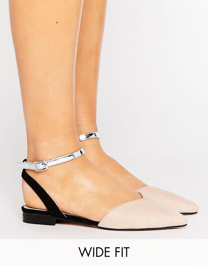 Asos Lisbon Wide Fit Pointed Ballet Flats - Beige
