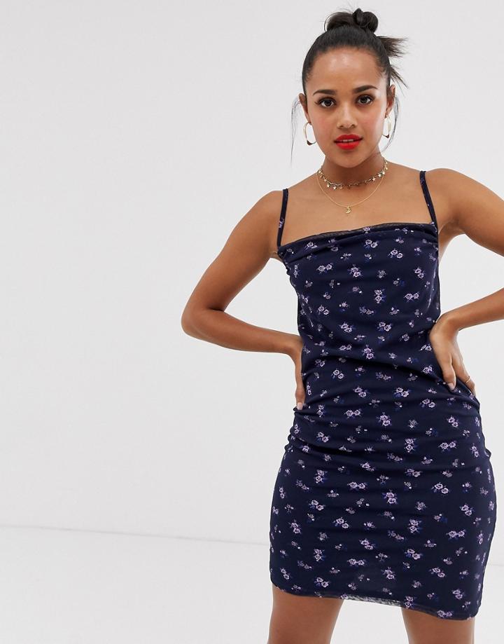 Daisy Street Cowl Neck Cami Dress In Floral Print - Multi